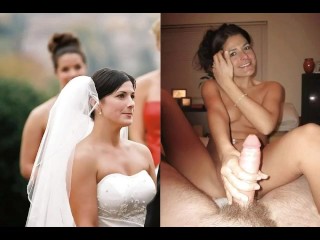 brides wedding dress dressed undressed blowjob cumshot facial cuckold compilation