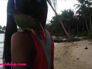 Ameteur Tiny Thai Teen Heather Deep day at the beach gives deepthroat Throa