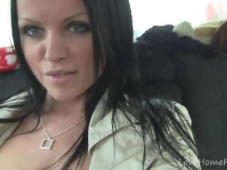 Horny babe teases us while in a car