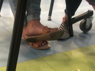 Candid Latina teens sexy feet caught in school