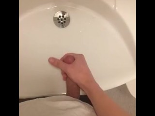 Quick wank in public toilet