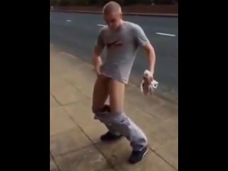British guy pissing in public