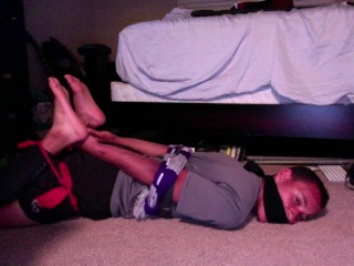Teen boy hogtied barefoot and HELPLESS!