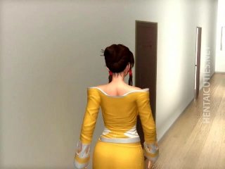 Redhead 3D anime hoe gives oral sex