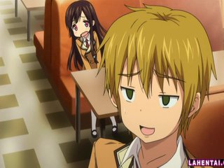Cute hentai schoolgirl gives head