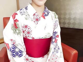 A black-haired Japanese beauty in a kimono has creampie sex and a blowjob. Uncensored