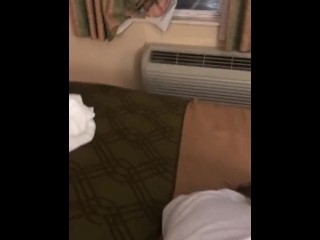 Amateur couple hotel door open cum shot