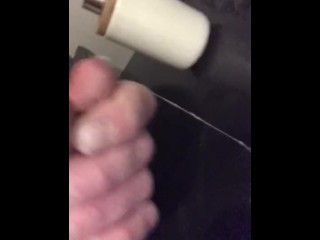 Cum shot on the bench