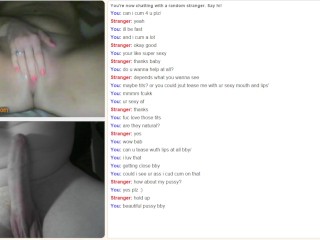 Omegle Hot Red Hair Teen Plays with Big White Cock