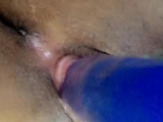 Playing with my new blue toy
