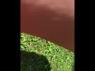 Teen girl takes huge piss in her back yard