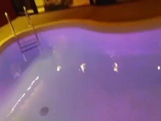 POV girl peeing on expensive pool
