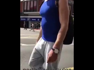 Grey sweatpants bulge