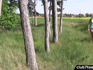 Cute teen gets fucked outdoors