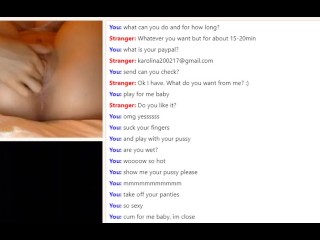 Omegle Teen give snapchat and show everything for cash