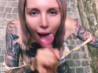 Public and sloppy POV BJ on a Paris street from a beautiful blonde – RedFox