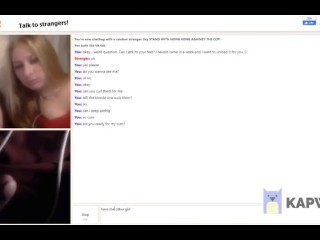 Omegle Teens play with feet for cumshot