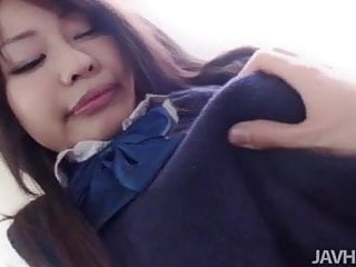 Cute Sakura Anna in a schoolgirl uniform is filled with a