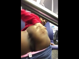 Ebony twerk and masturbate in public