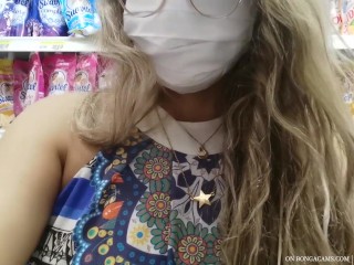 Public nudity in a supermarket! Isabellamout likes the most risky things