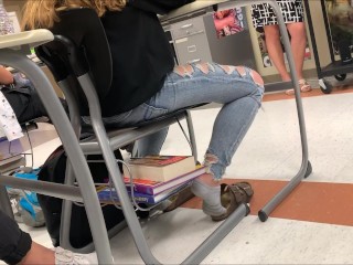 Pretty girl candid birkenstock shoeplay