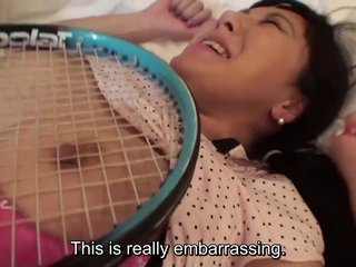 Uncensored Japanese milf tennis racket affair