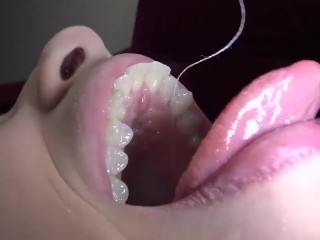 beauty shows mouth and takes you down the hatch