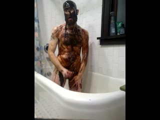 Bearded hipster gunge and j/o with chocolate syrup