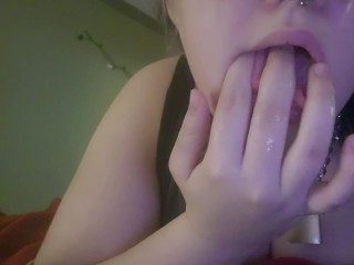 Submissive Slut Fucks Mouth Messy with Fingers