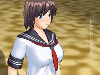 Horny hentai schoolgirl gives blowjob