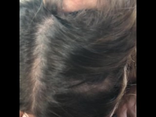 HOT and SLOPPY backseat blowjob next to OFFICER