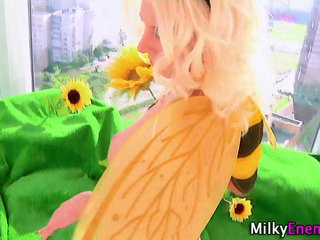 Blonde ass filled milk