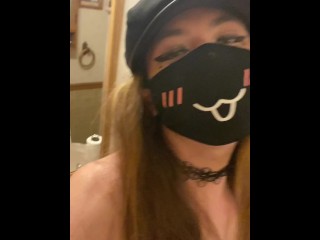 Goth TGirl with Juicy Ass Rides Your Cock in the Bathroom