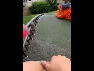 Teen naked fingering in backyard showing neighbors her wet loose pussy