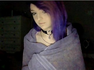 Cute teen with blue hair naked