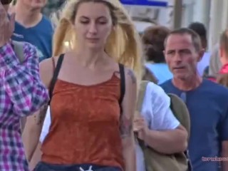 NO BRA petite bouncing extremely her tits #2