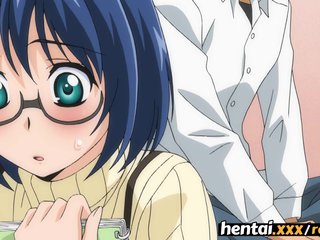 Nerdy girl with massive natural tits gets a cream-pie
