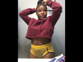 Ebony teen strip tease