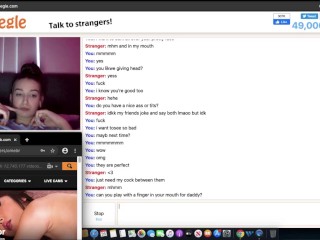 Omegle 6 – Gorgeous 19 y/o plays with tits for my cum