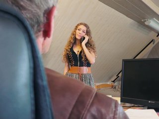 Young mistress kinky cumshot swallowing from her old boss