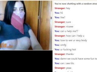 Lovely dark haired teen shows off hot body on Omegle