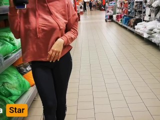 Exhibitionist wife flashing in public store