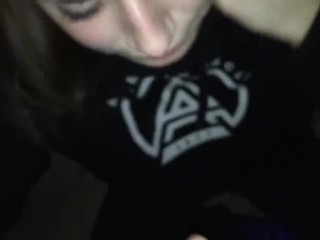 Cum facial for sexy young brunette
