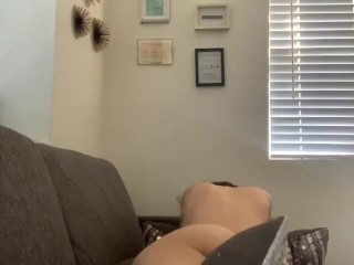PAWG loud moaning pillow humping in parent’s guesthouse