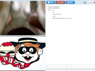 Horny Omegle teen demanding dirty talk while grinding on her pillow