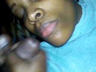 Cumming on her beautiful lips