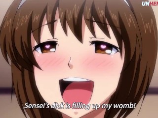 Four schoolgirls have sex with their teacher | Uncensored Hentai
