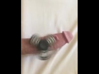 Fidget spinner spins on big cock