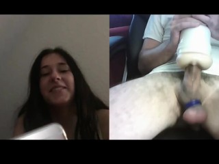 Stunned Teens Laugh Reacting to Big Dick Unloading in Fleshlight on Omegle