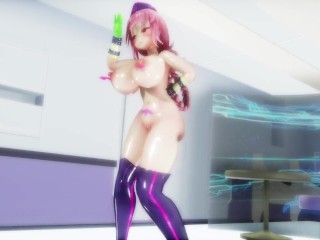 [3D MMD] handprint on her butt , vibrator in her puss